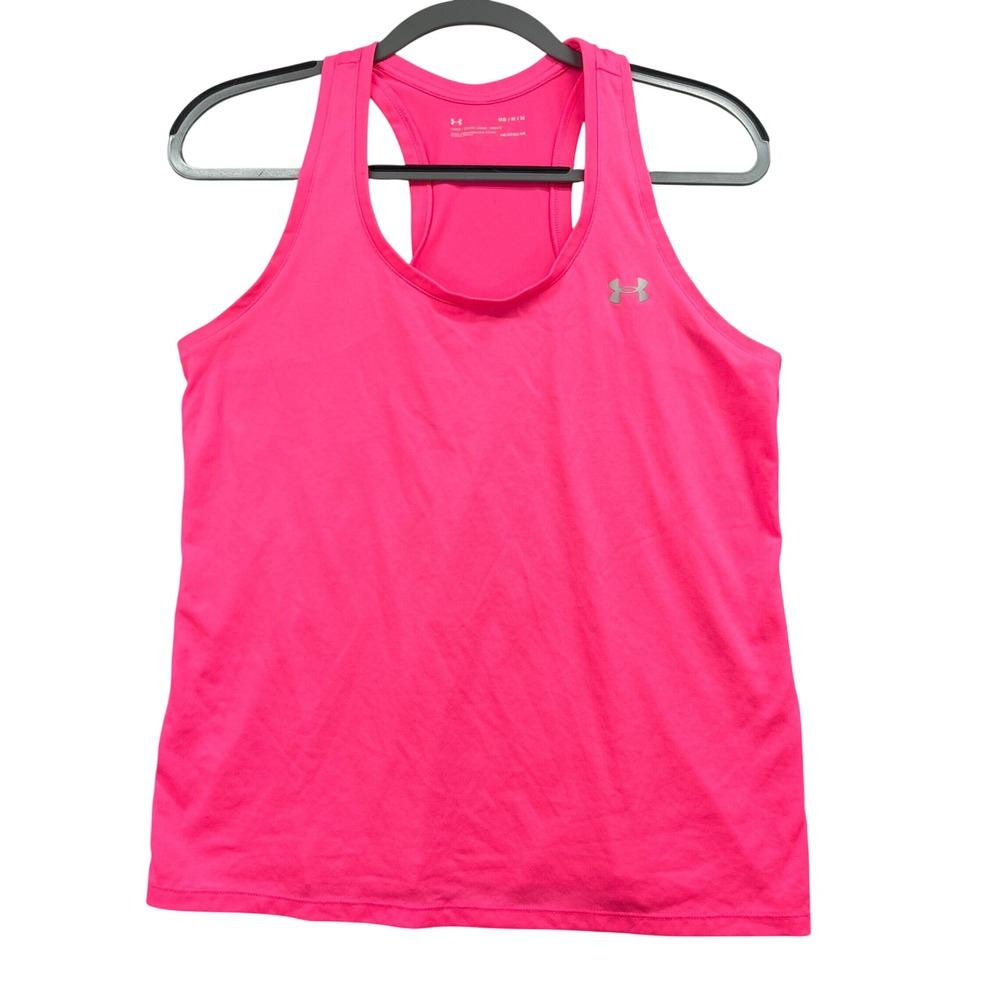 LL Bean Tank Top Womens Medium Pink Shelf Bra Pima Cotton Stretch Casual Basic